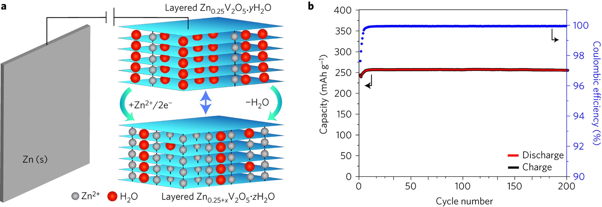 A high-capacity and long-life aqueous rechargeable zinc battery using a  metal oxide intercalation cathode | Nature Energy