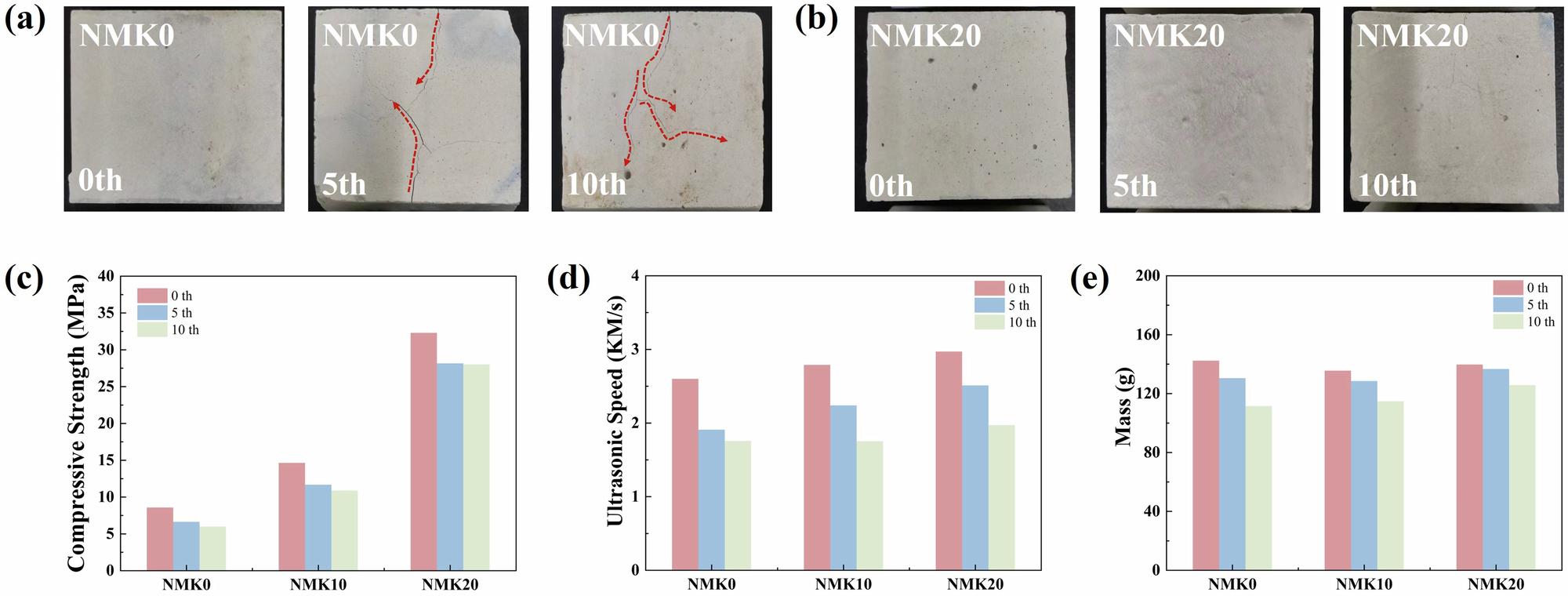 Fig. 3: Freeze-thaw cycle resistance of NHL-based mortars.