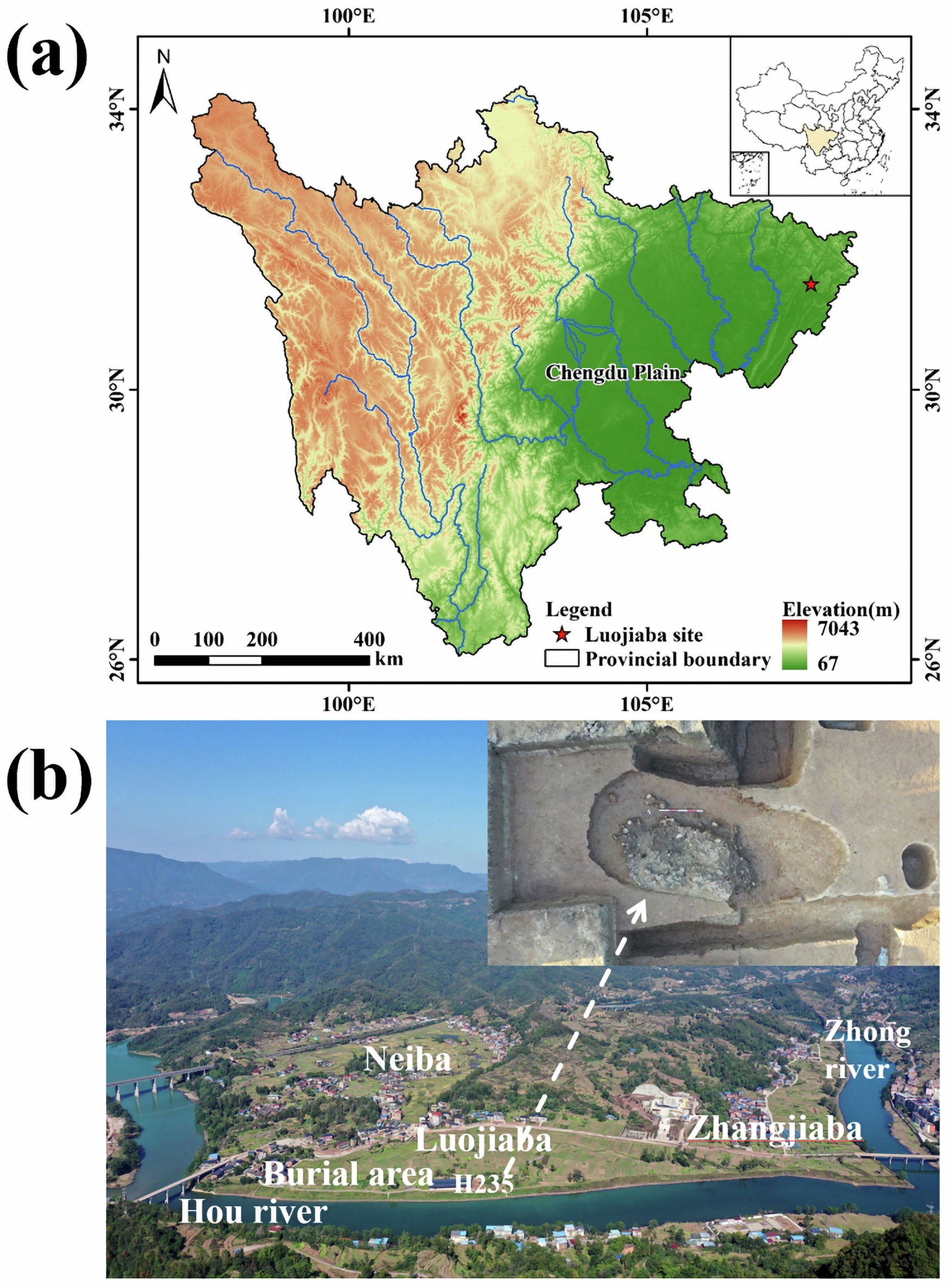 Fig. 1: Location and general information map of the Luojiaba site.