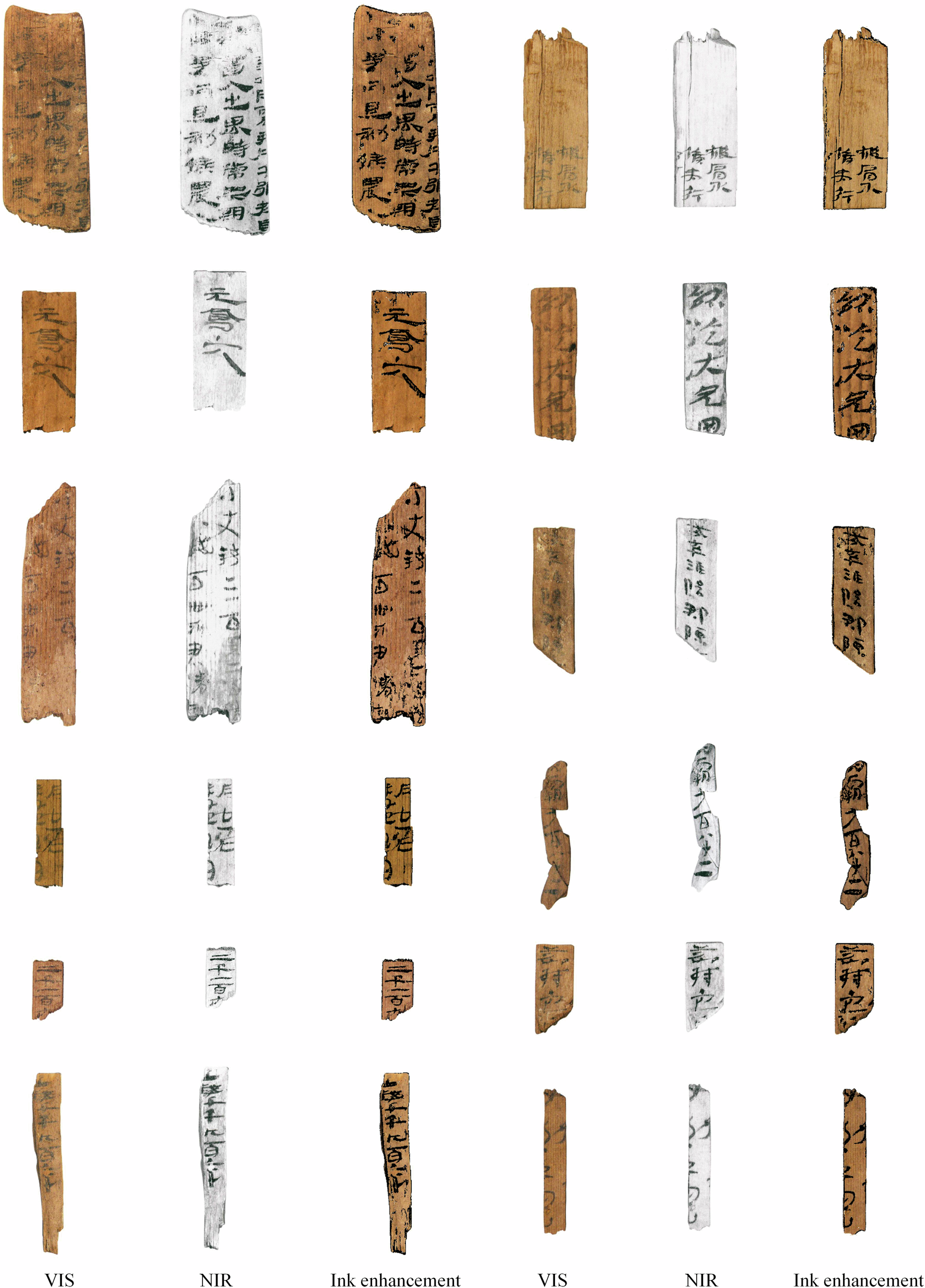 Fig. 9: Visualization of bamboo slip character enhancement effects.