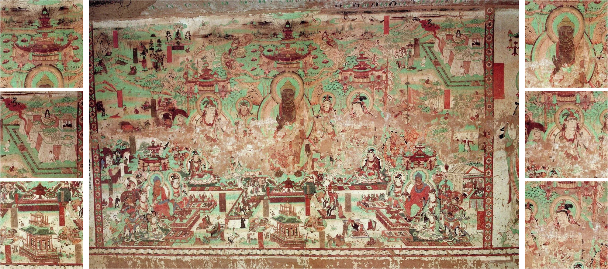 Fig. 2: Architectural elements in the Maitreya Sutra transformation.