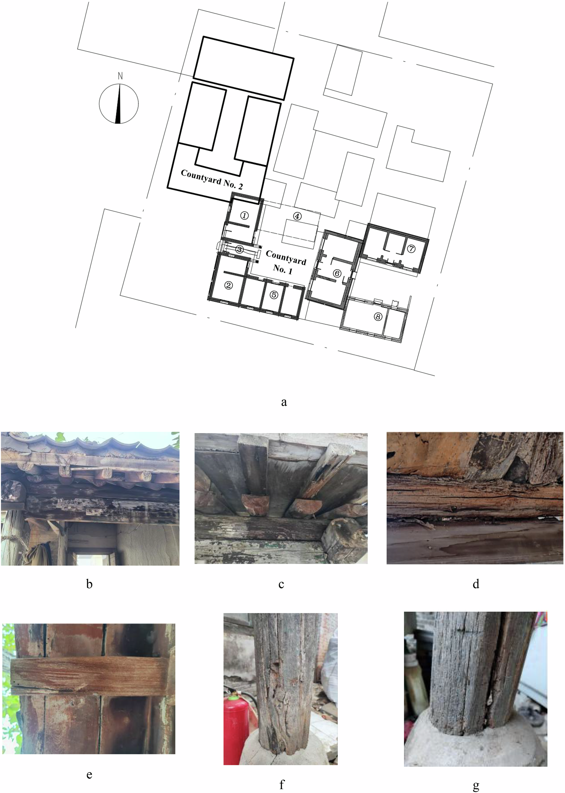 Fig. 1: Layout diagram and current preservation status of the Sunjialou Cultural Relic Building in Nanyang City.