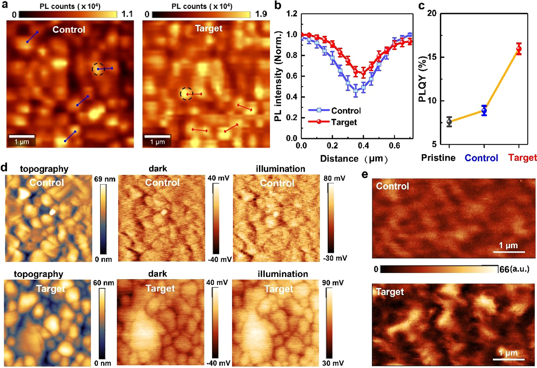 Fig. 3: Local changes in perovskite films under illumination.
