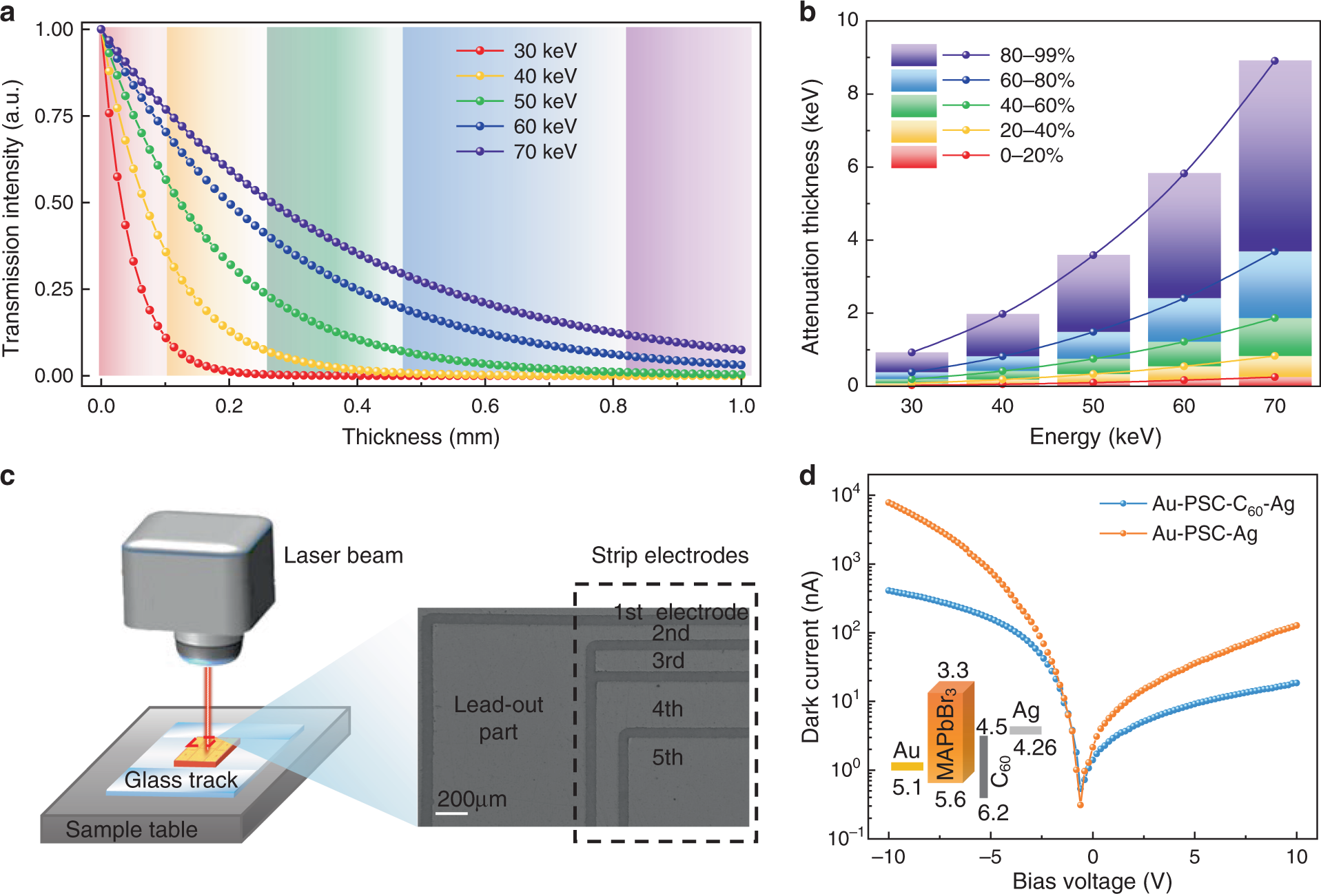 Fig. 2: The design of the electrode structure for the vertical matrix detector.