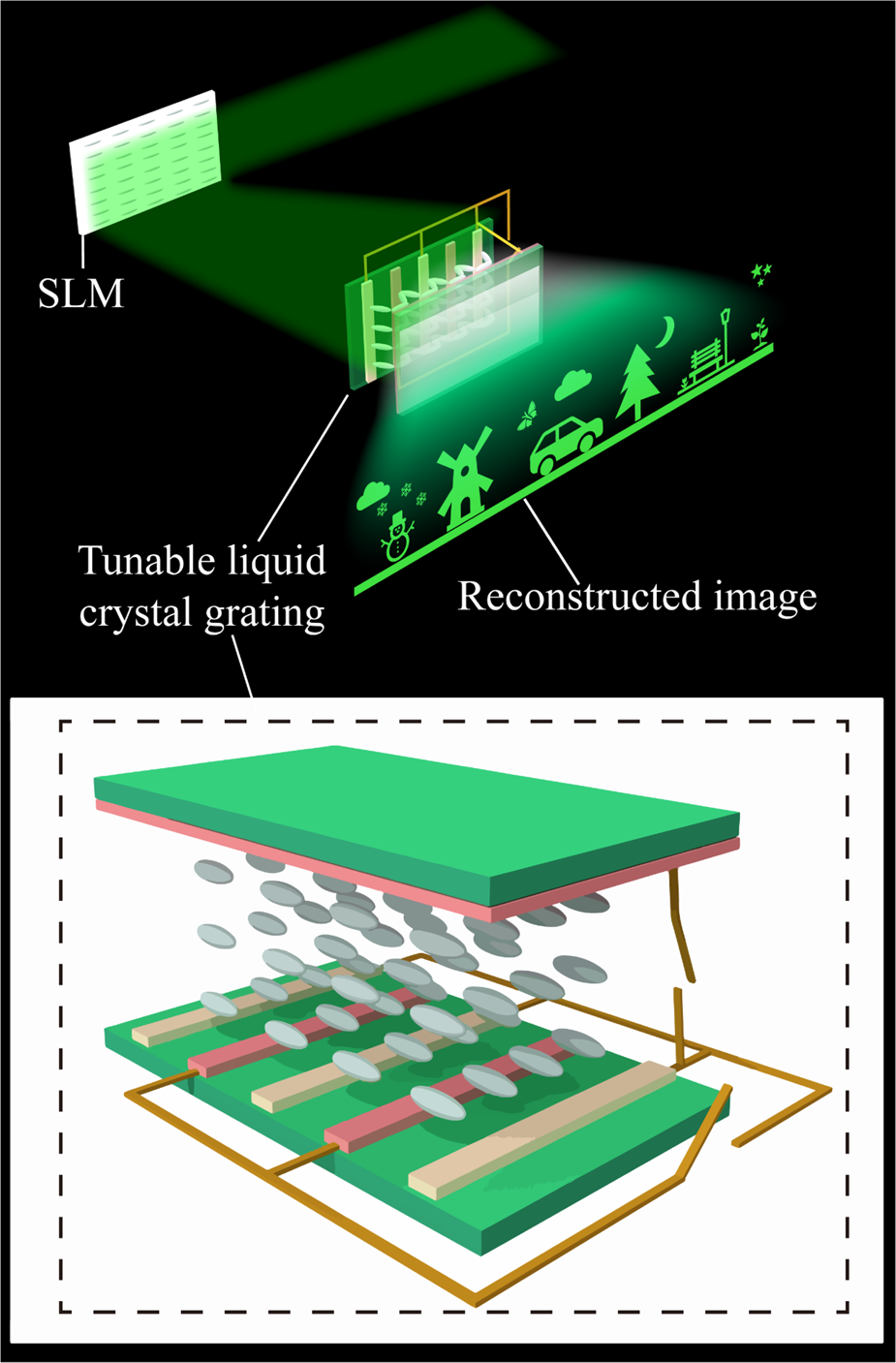 Tunable liquid crystal grating based holographic 3D display system with  wide viewing angle and large size | Light: Science & Applications