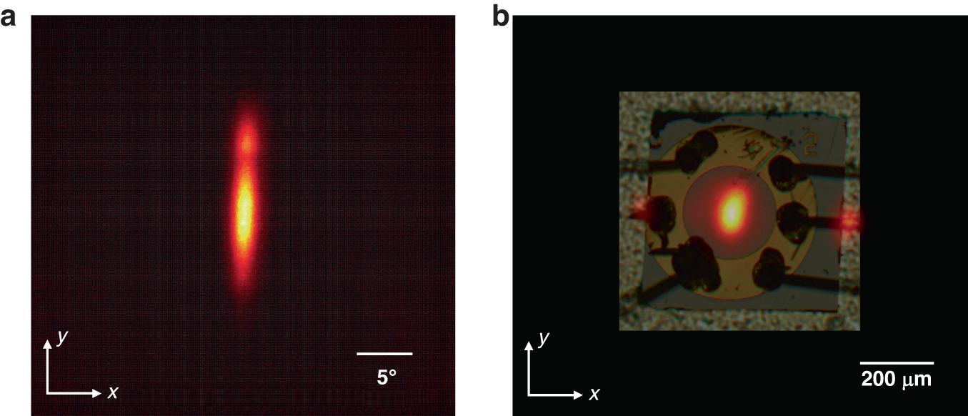 Fig. 5: Lasing emission patterns of the triple-lattice PCSEL.