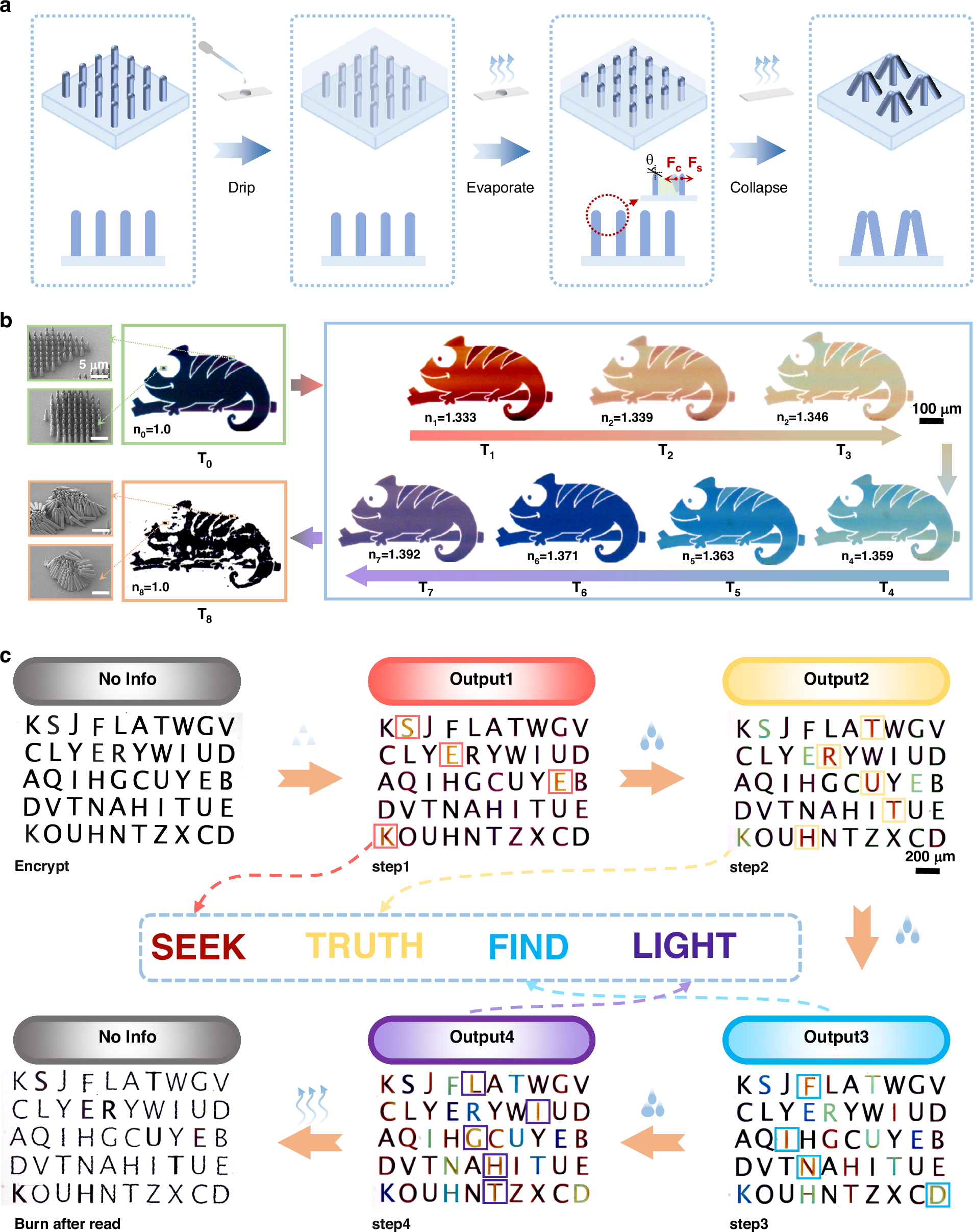 Fig. 4: Time-programmable structural colors for optical information encryption.