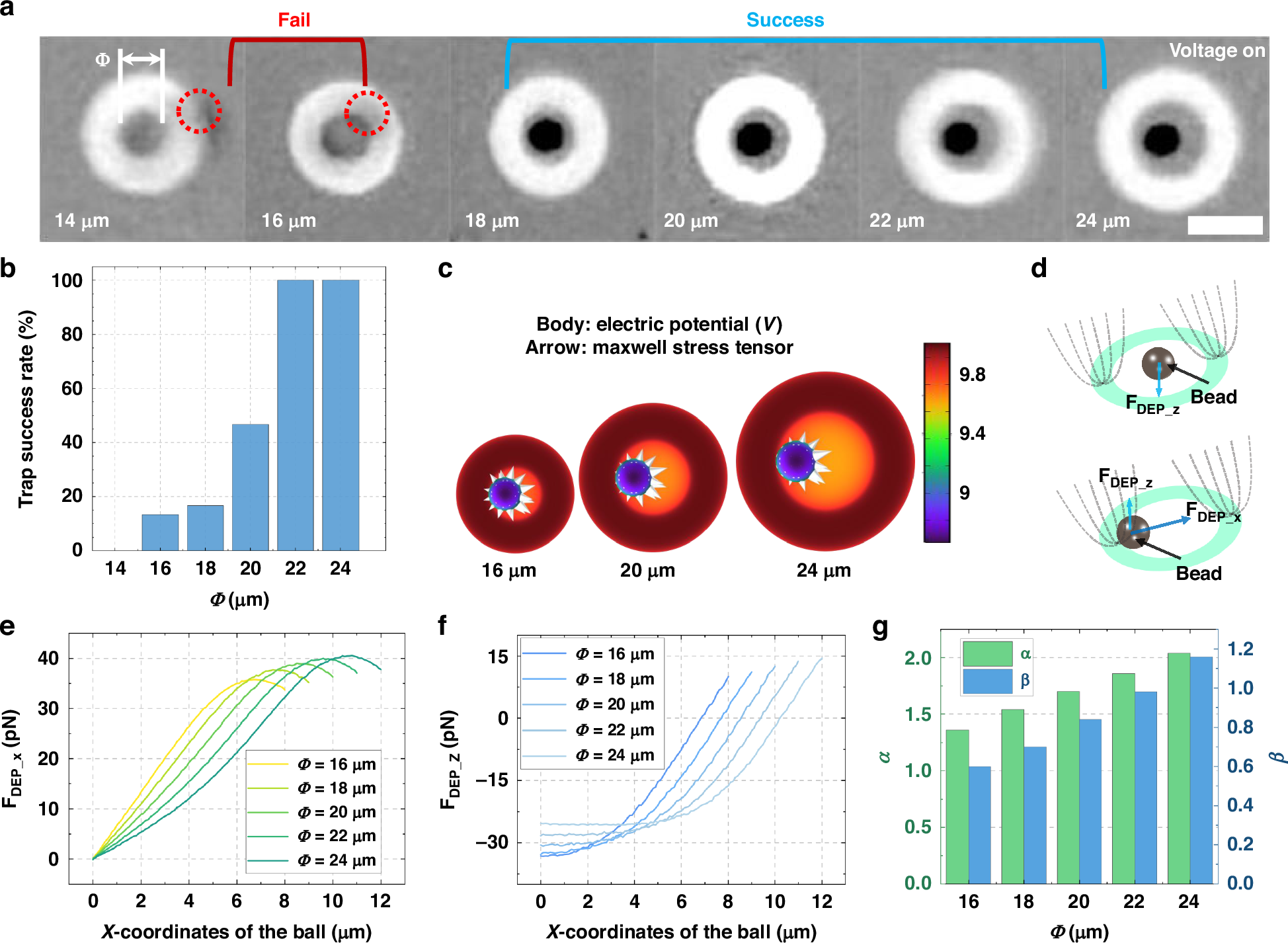 Fig. 3: The effect of inner diameter on the manipulation performance of light patterns.