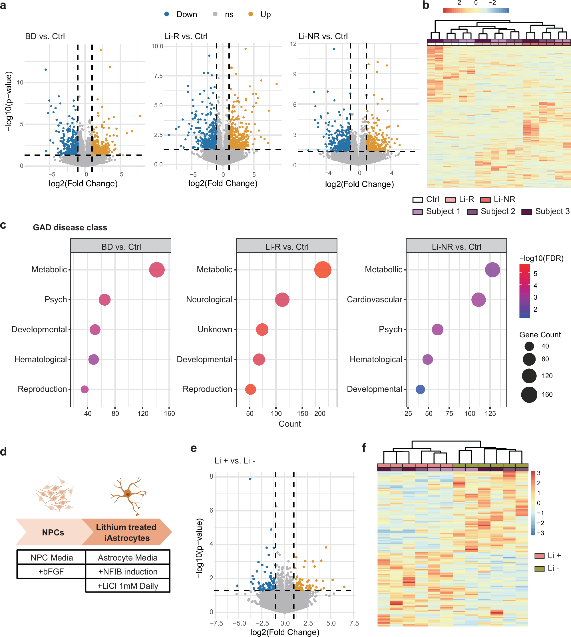 Fig. 2: Alteration of metabolic gene expression in BD iAstrocytes.