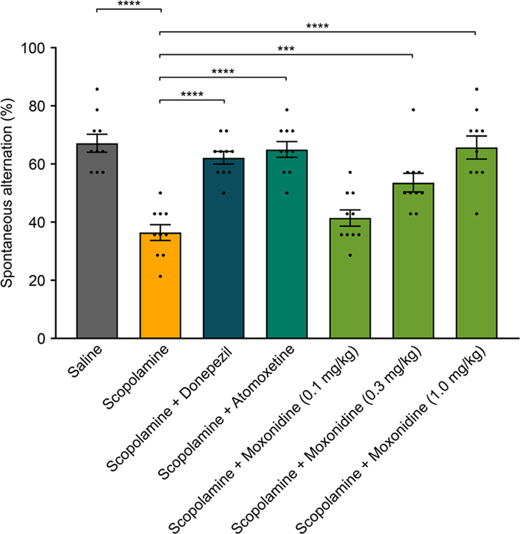 Fig. 4: Effects of moxonidine in spontaneous alternation rodent assay.