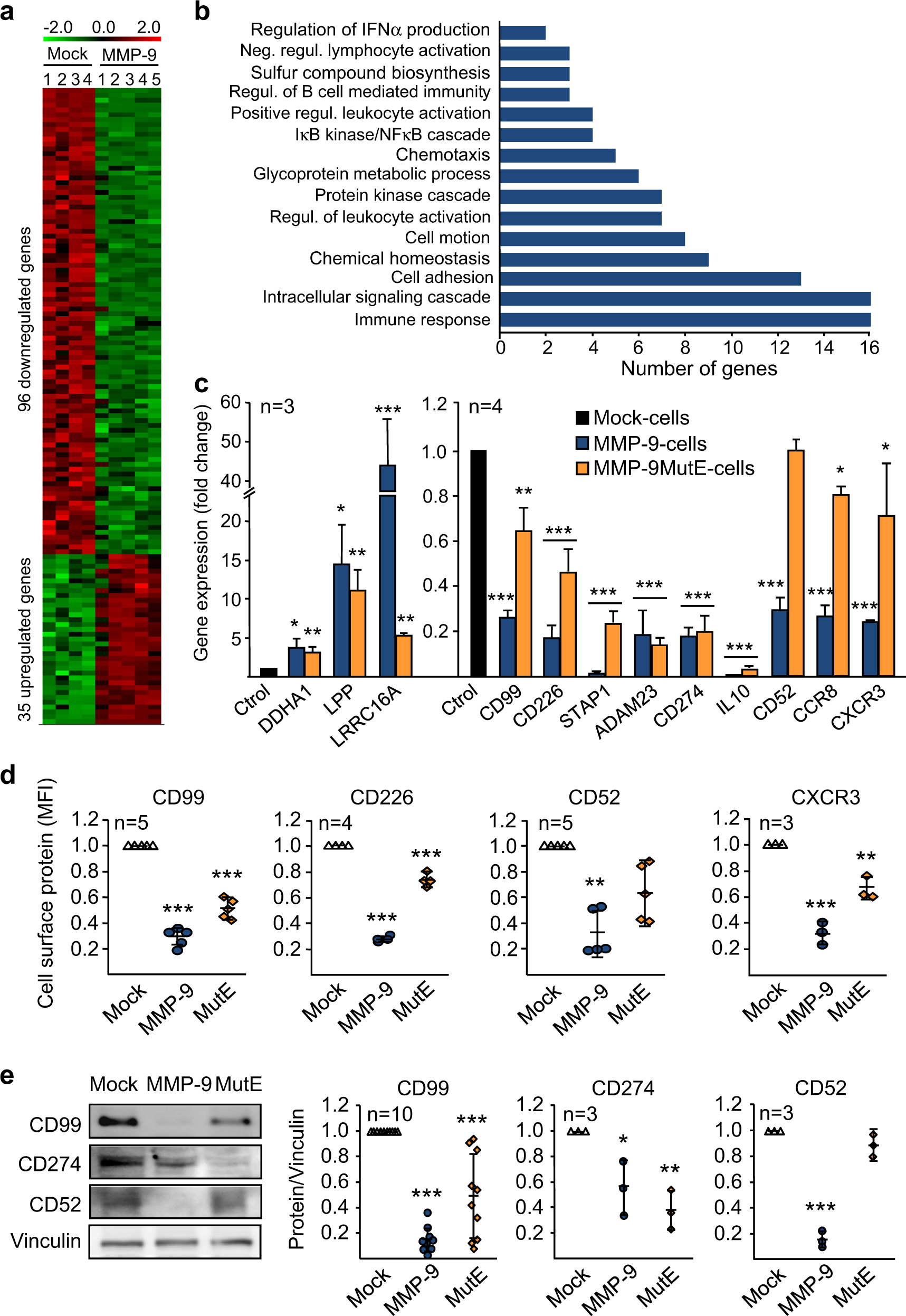 MMP-9 affects gene expression in chronic lymphocytic leukemia revealing  CD99 as an MMP-9 target and a novel partner in malignant cell  migration/arrest | Oncogene