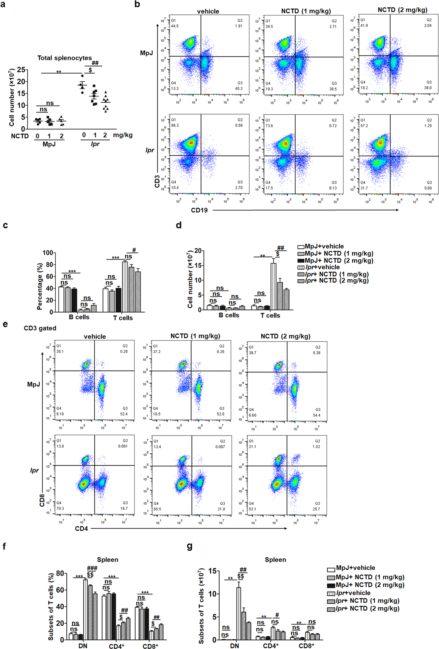 Fig. 3: Reduced lymphoproliferation and T cell accumulation after NCTD administration.