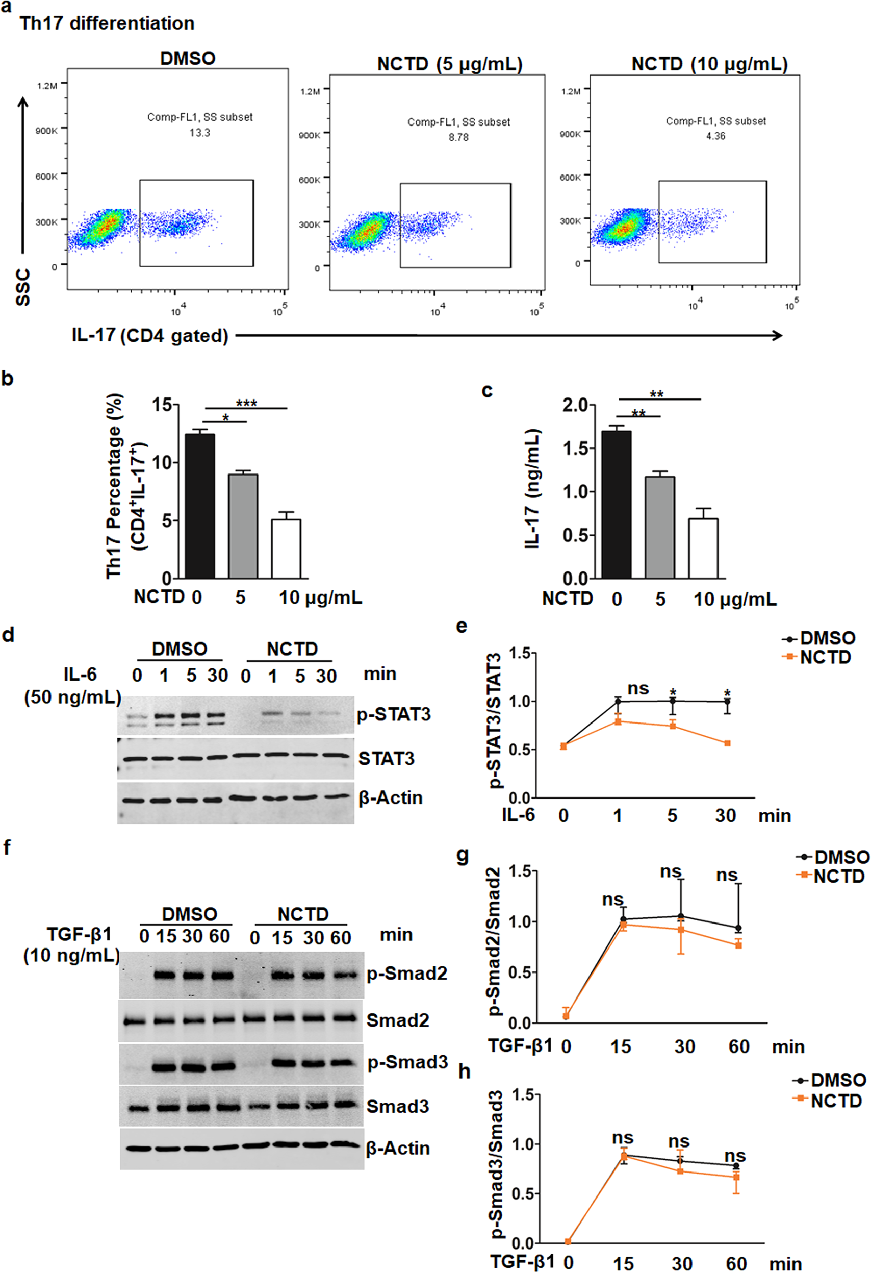 Fig. 7: NCTD inhibited IL-6-STAT3-dependent Th17 differentiation in vitro.
