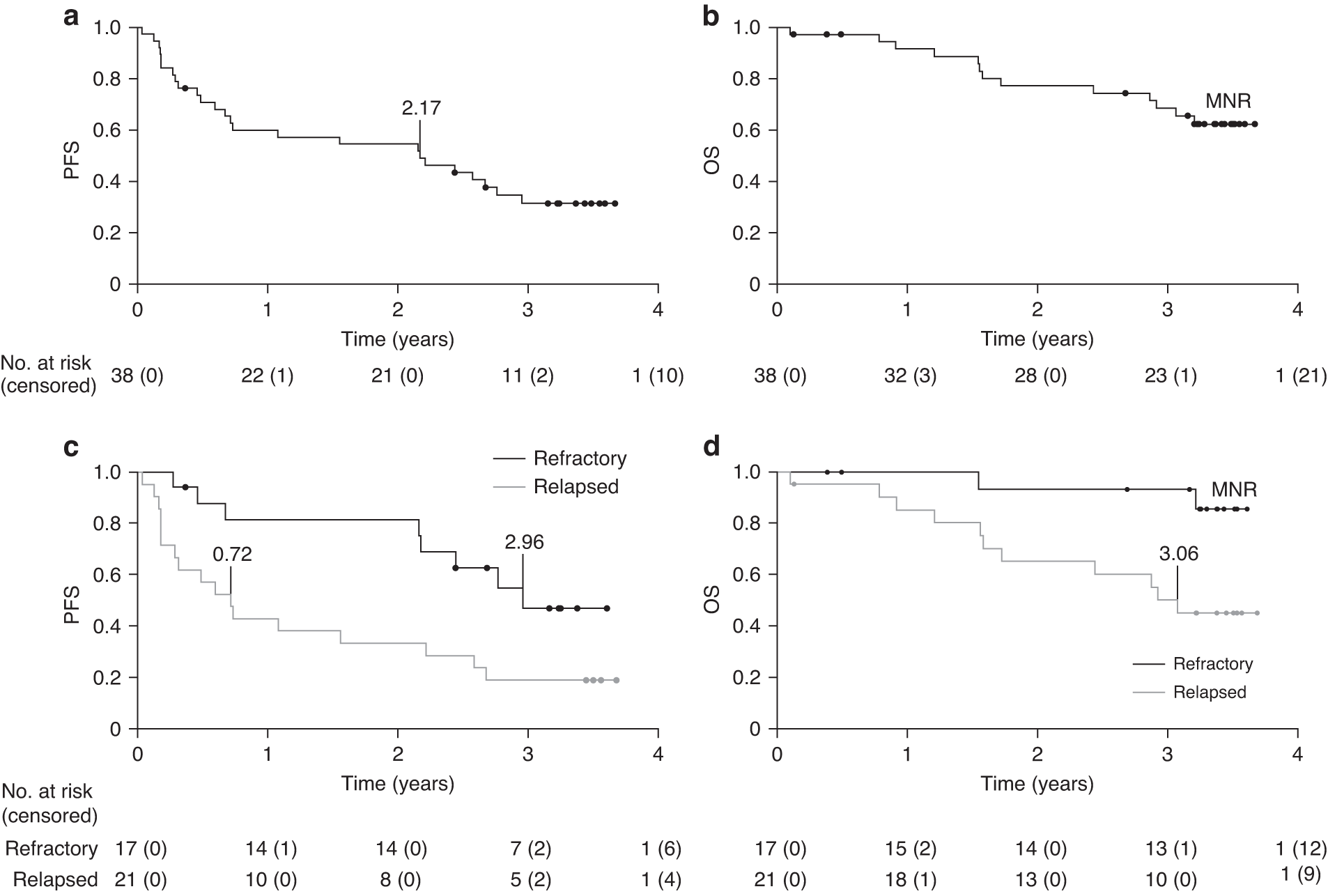 Fig. 2: Median three-year survival with single-agent dinutuximab beta.