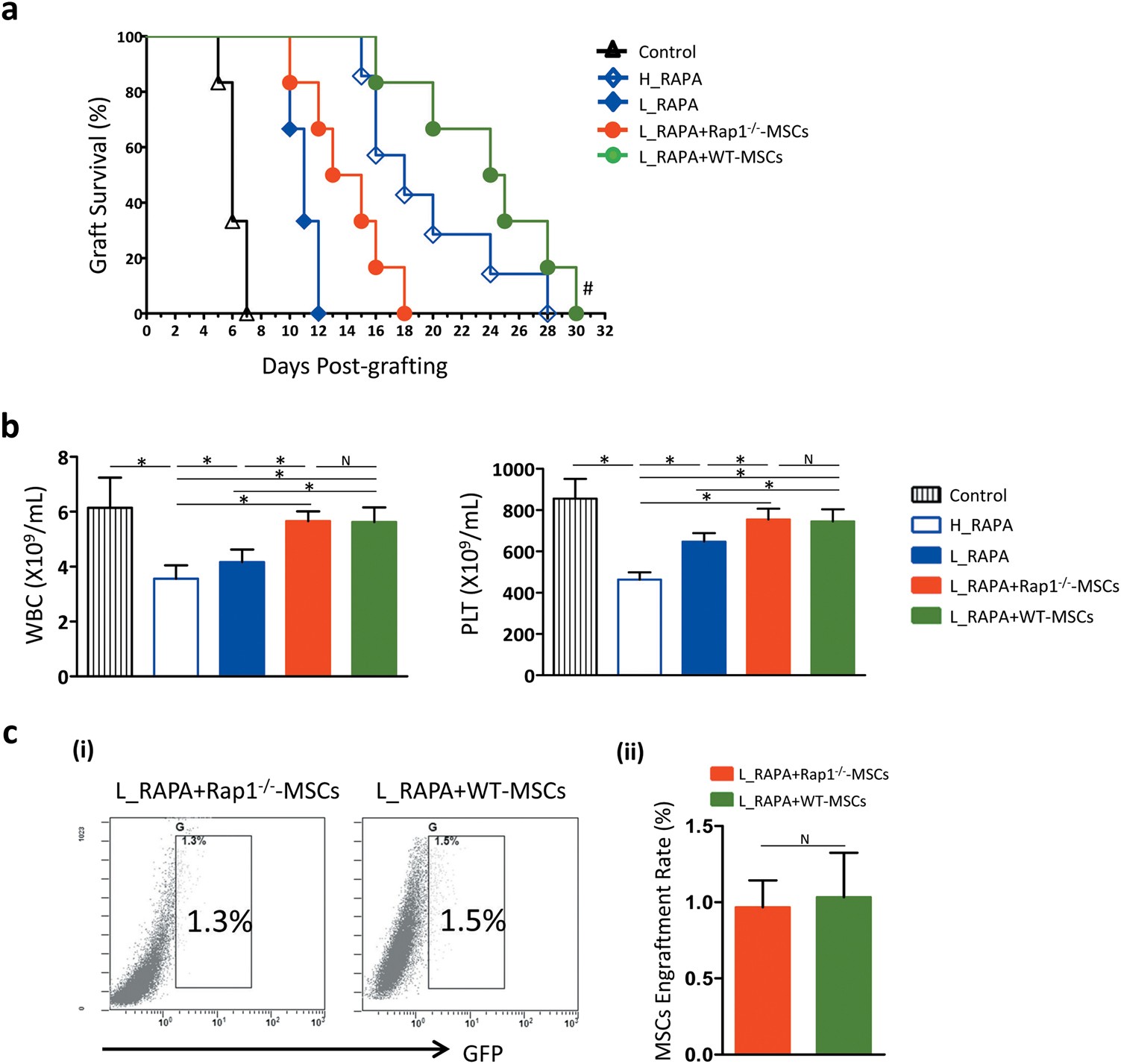 Fig. 3: Rap1 deficiency in MSCs impairs their ability as immune adjuvants of rapamycin.