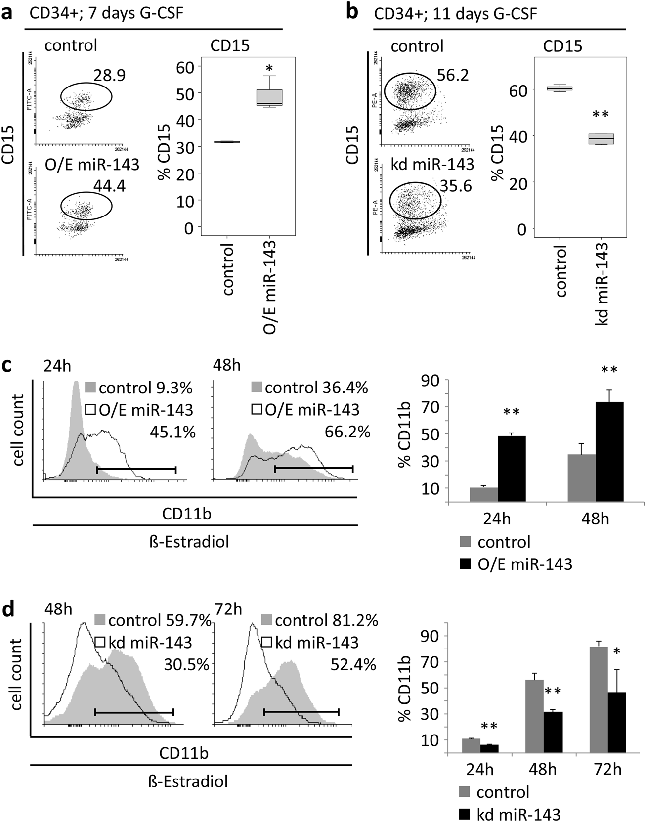 Fig. 2: miR-143 is necessary for granulocytic differentiation.