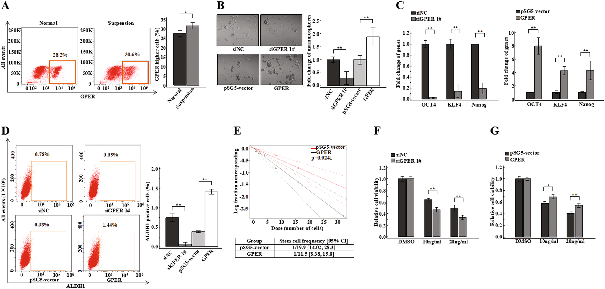 Fig. 4: GPER could increase the stem cell-like properties of breast cancer cells.