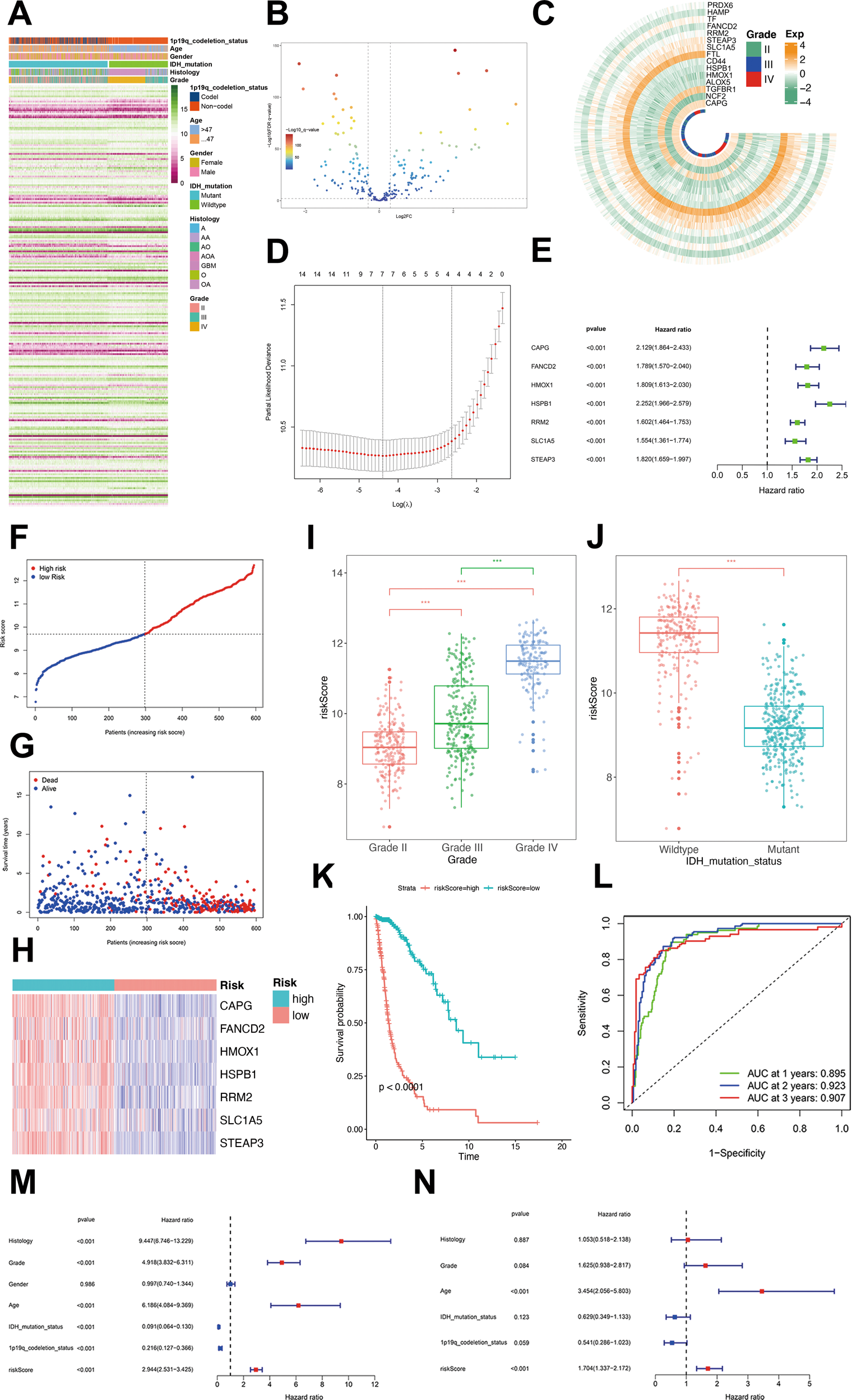 Fig. 1: Establishment of an FRGs-related prognostic model in the TCGA cohort.