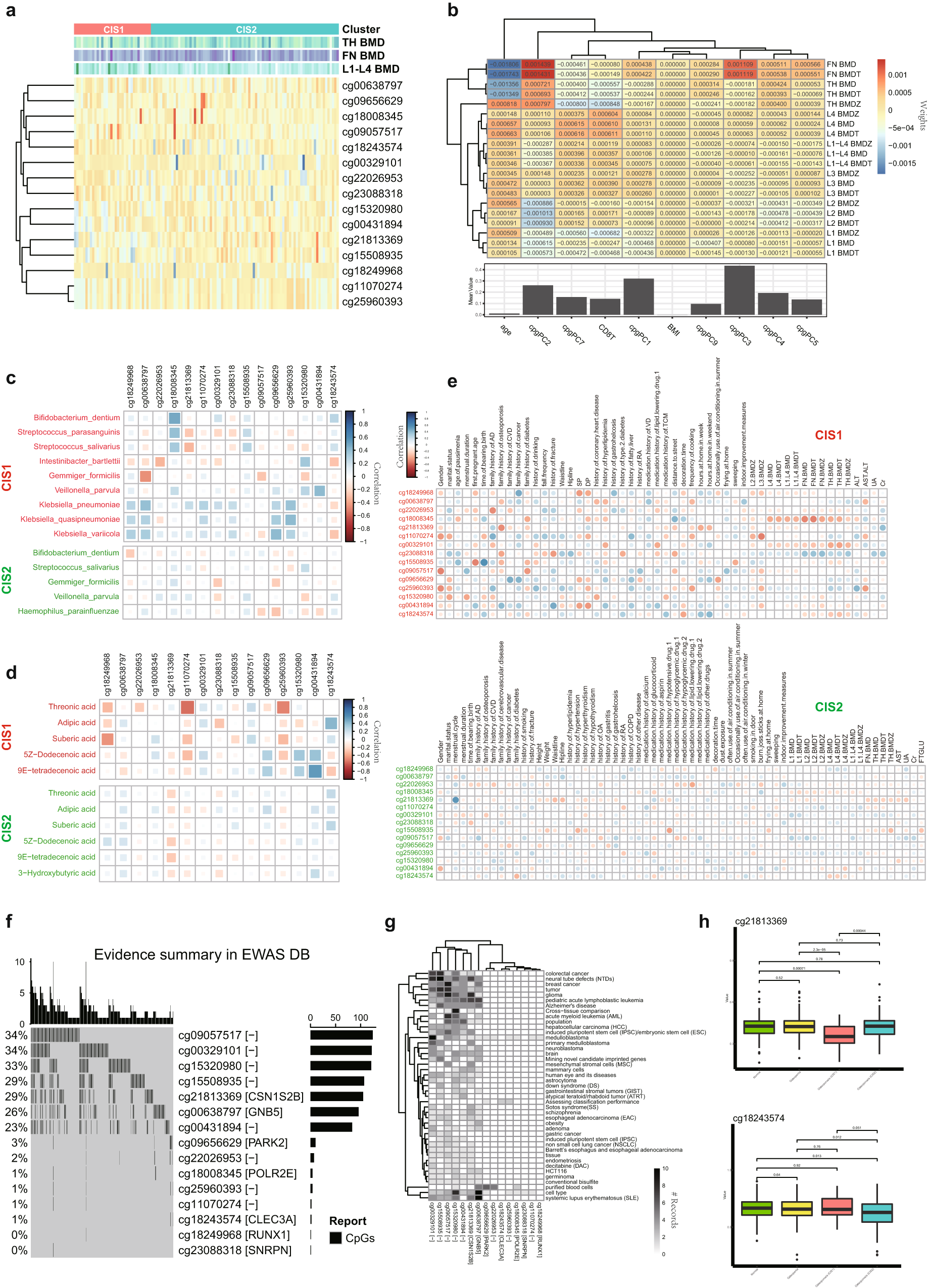 Fig. 5: Methylation signatures associated with osteoporosis and its subtypes.