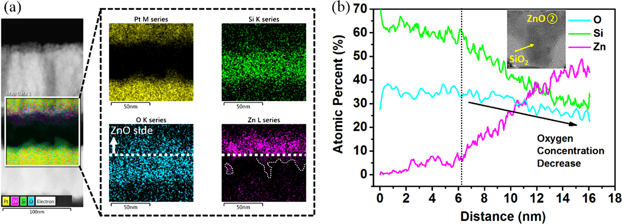 Fig. 2: Material analysis characteristics of cone-shaped n-ZnO thin film.