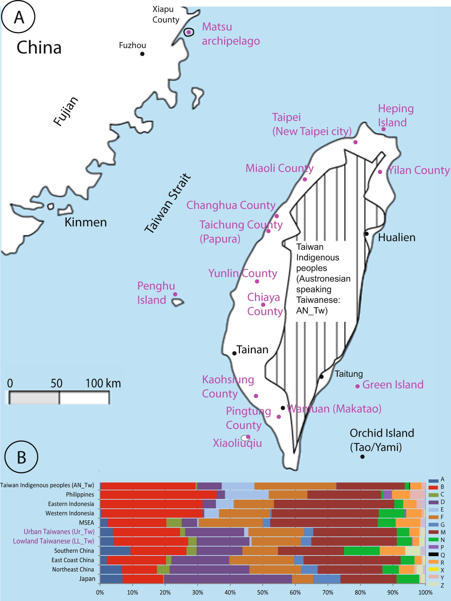 Diversity and distribution of mitochondrial DNA in  non-Austronesian-speaking Taiwanese individuals | Human Genome Variation