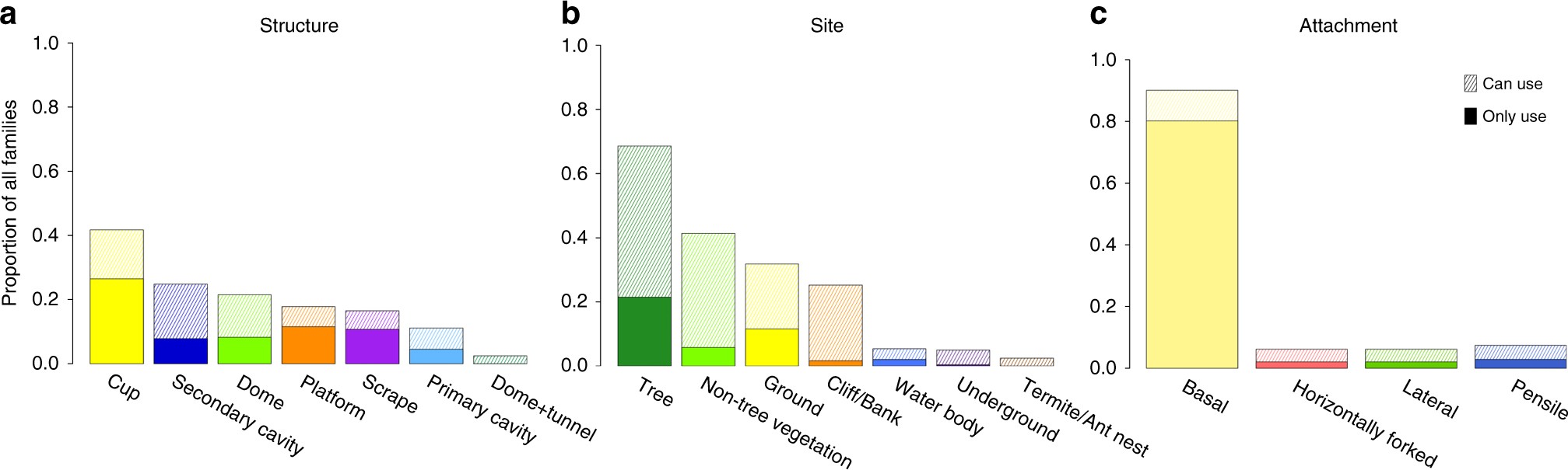 Asynchronous evolution of interdependent nest characters across