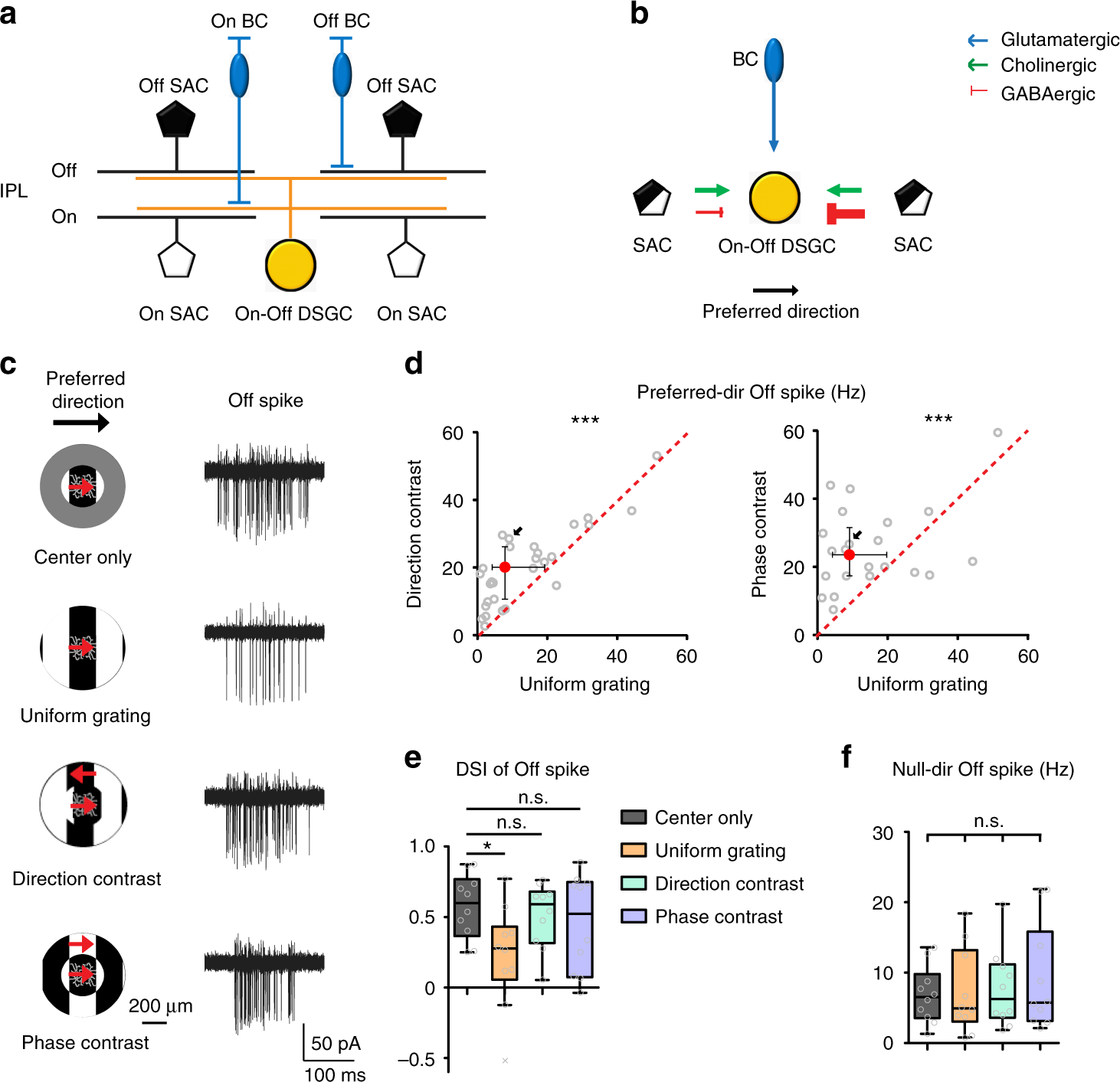 Neural mechanisms of contextual modulation in the retinal direction  selective circuit | Nature Communications