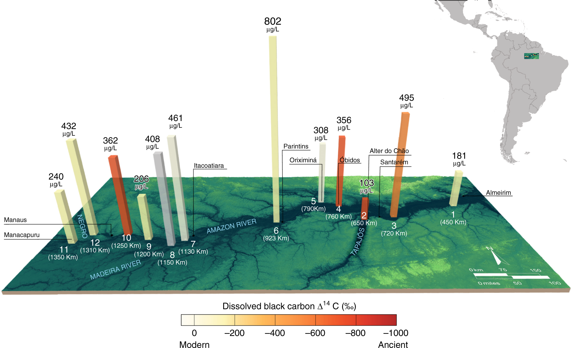 Marked isotopic variability within and between the Amazon River and marine  dissolved black carbon pools | Nature Communications