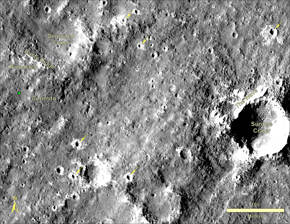 Fig. 4: HiRISE image of region in view from the lander.