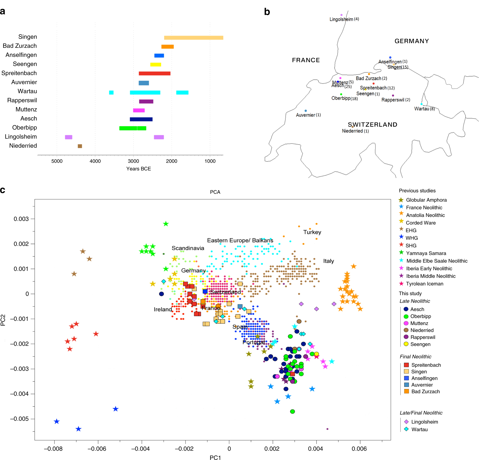 Ancient genomes reveal social and genetic structure of Late Neolithic  Switzerland | Nature Communications