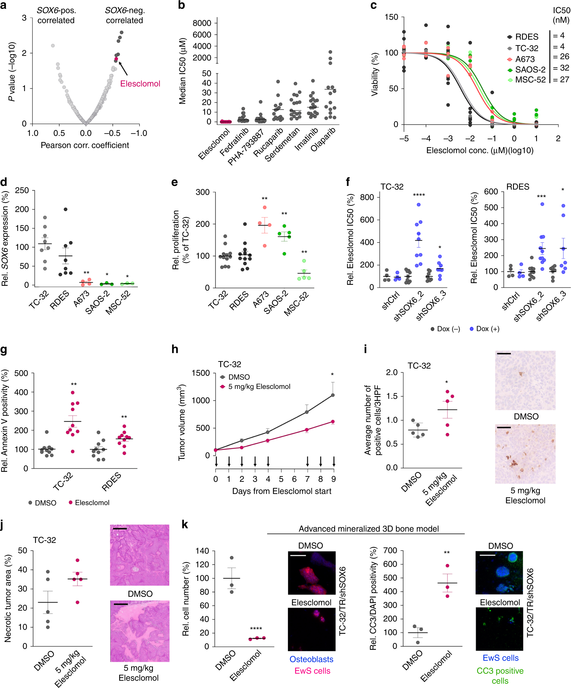 Fig. 4: SOX6 expression confers sensitivity toward Elesclomol.