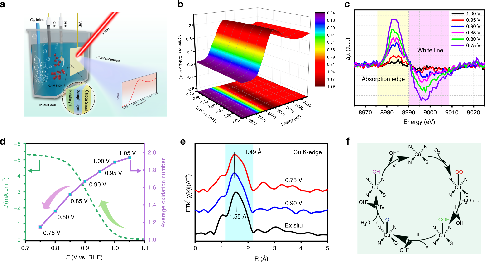 Fig. 4: In situ XAFS characterization of S-Cu-ISA/SNC.