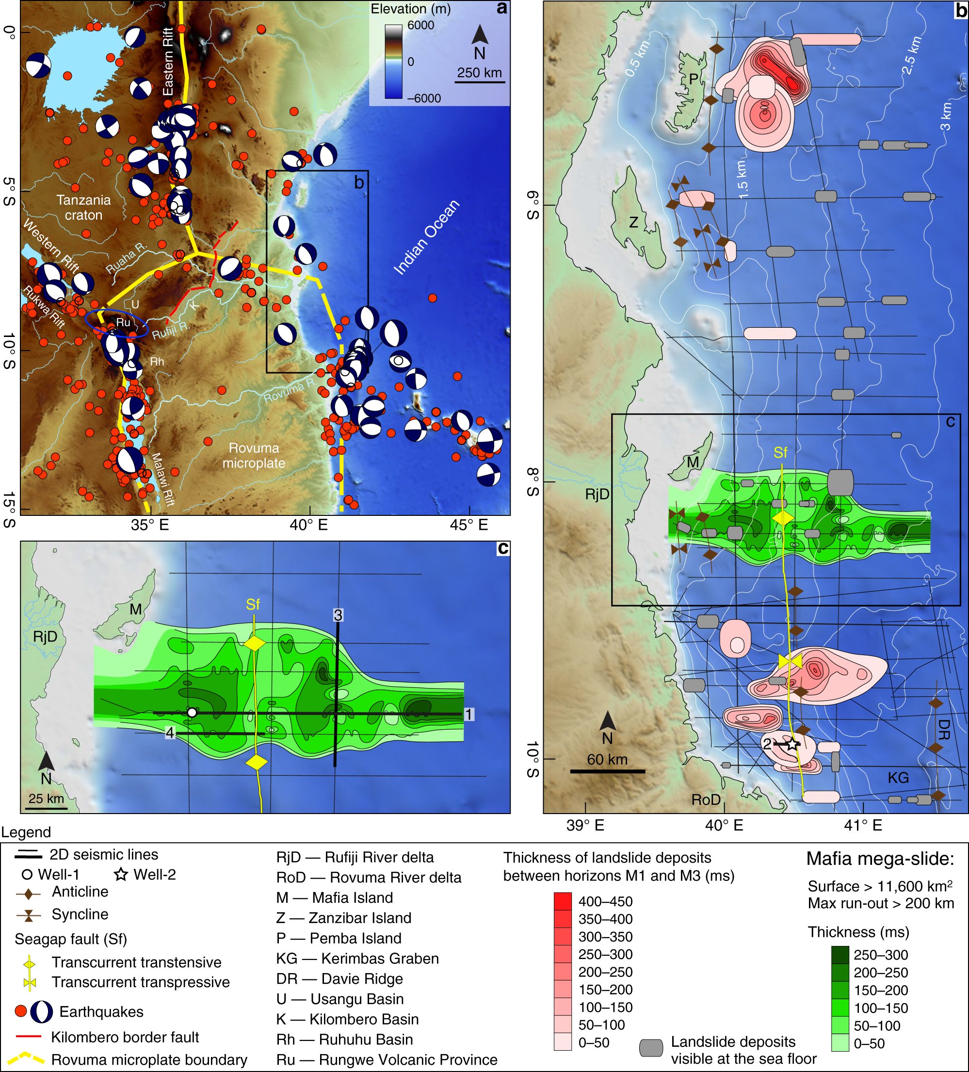 Large-scale mass wasting in the western Indian Ocean constrains onset of  East African rifting | Nature Communications