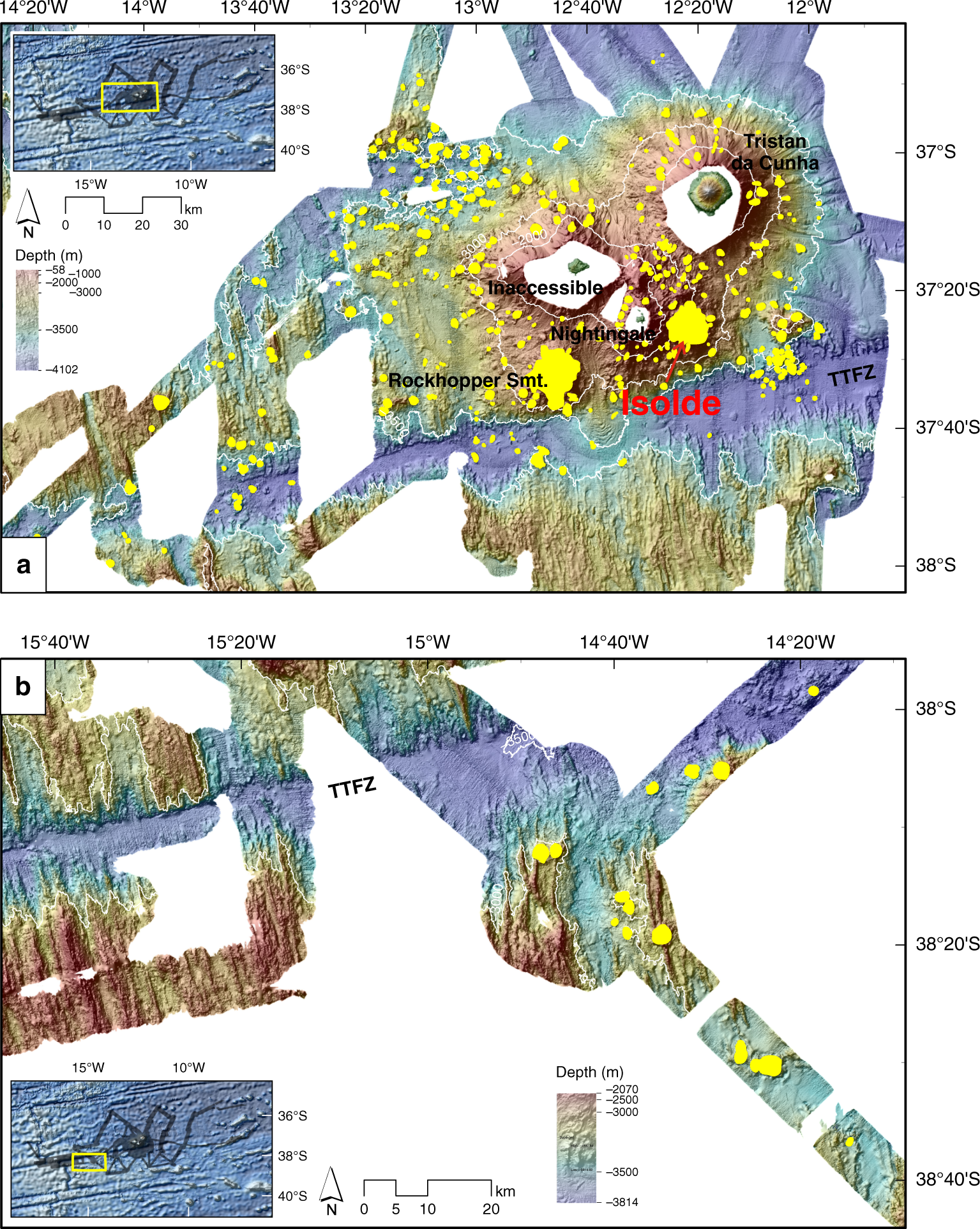 Fig. 7: Thematic maps of identified volcanic cones.