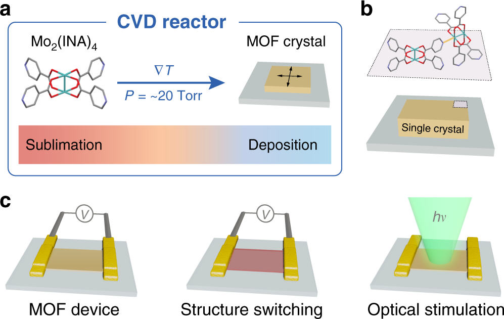 Structural and electronic switching of a single crystal 2D metal-organic  framework prepared by chemical vapor deposition | Nature Communications