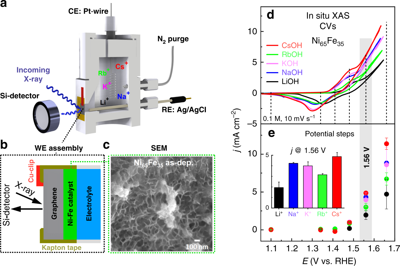 Key activity descriptors of nickel-iron oxygen evolution electrocatalysts  in the presence of alkali metal cations