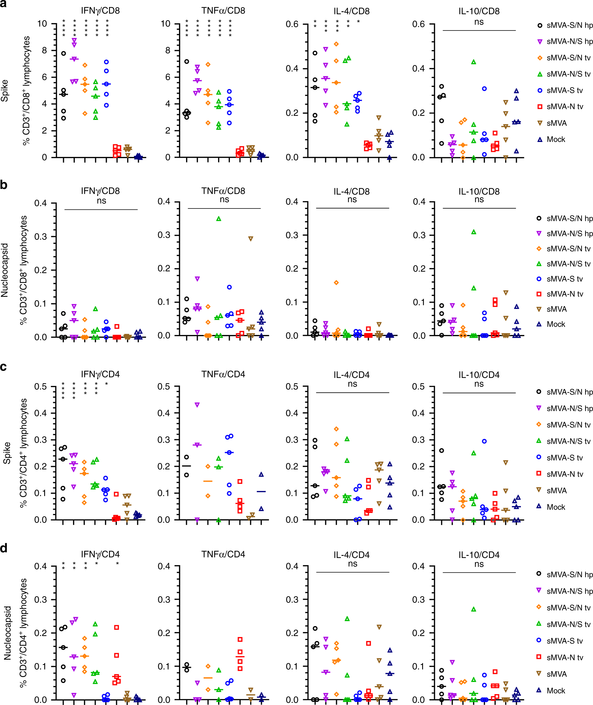 Fig. 6: Cellular immune responses stimulated by sMVA-CoV2 vectors.