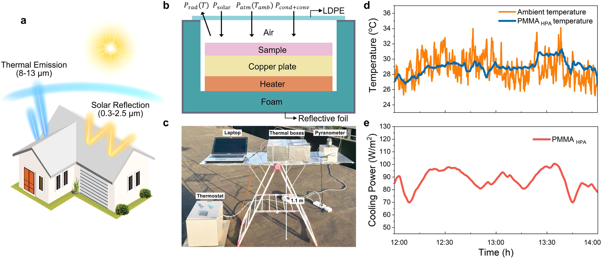 Fig. 7: Net cooling power of the PMMAHPA film during the midday.