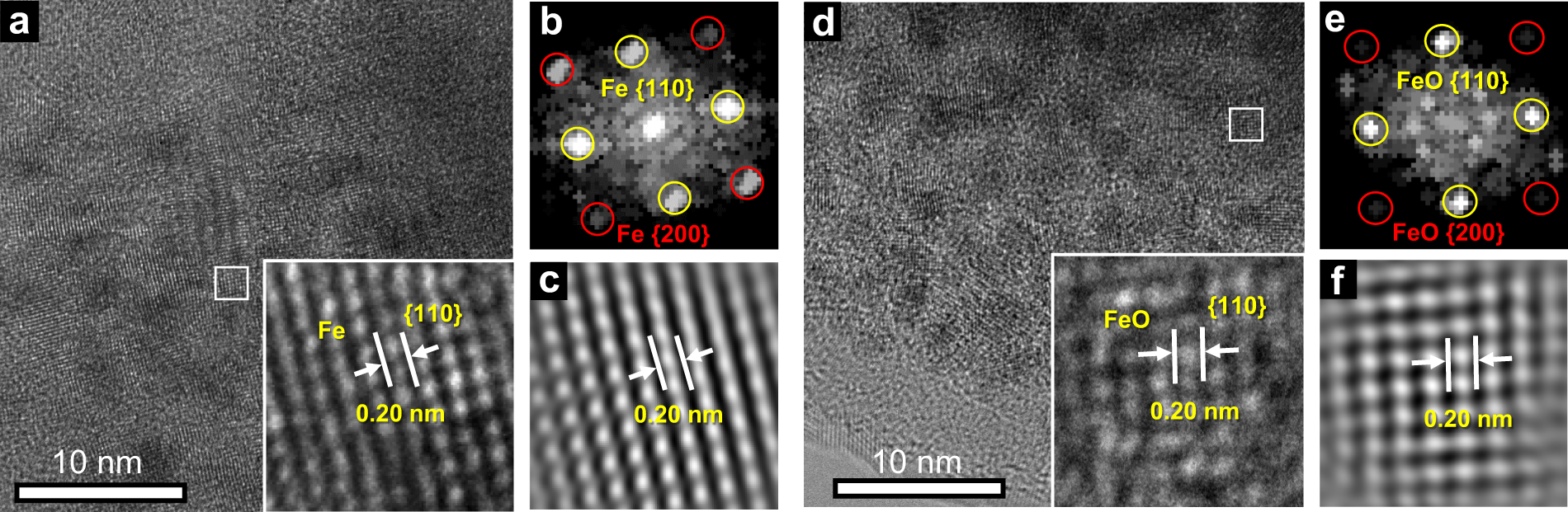 Fig. 3: TEM data for the fully discharged and charged α-Fe2O3.