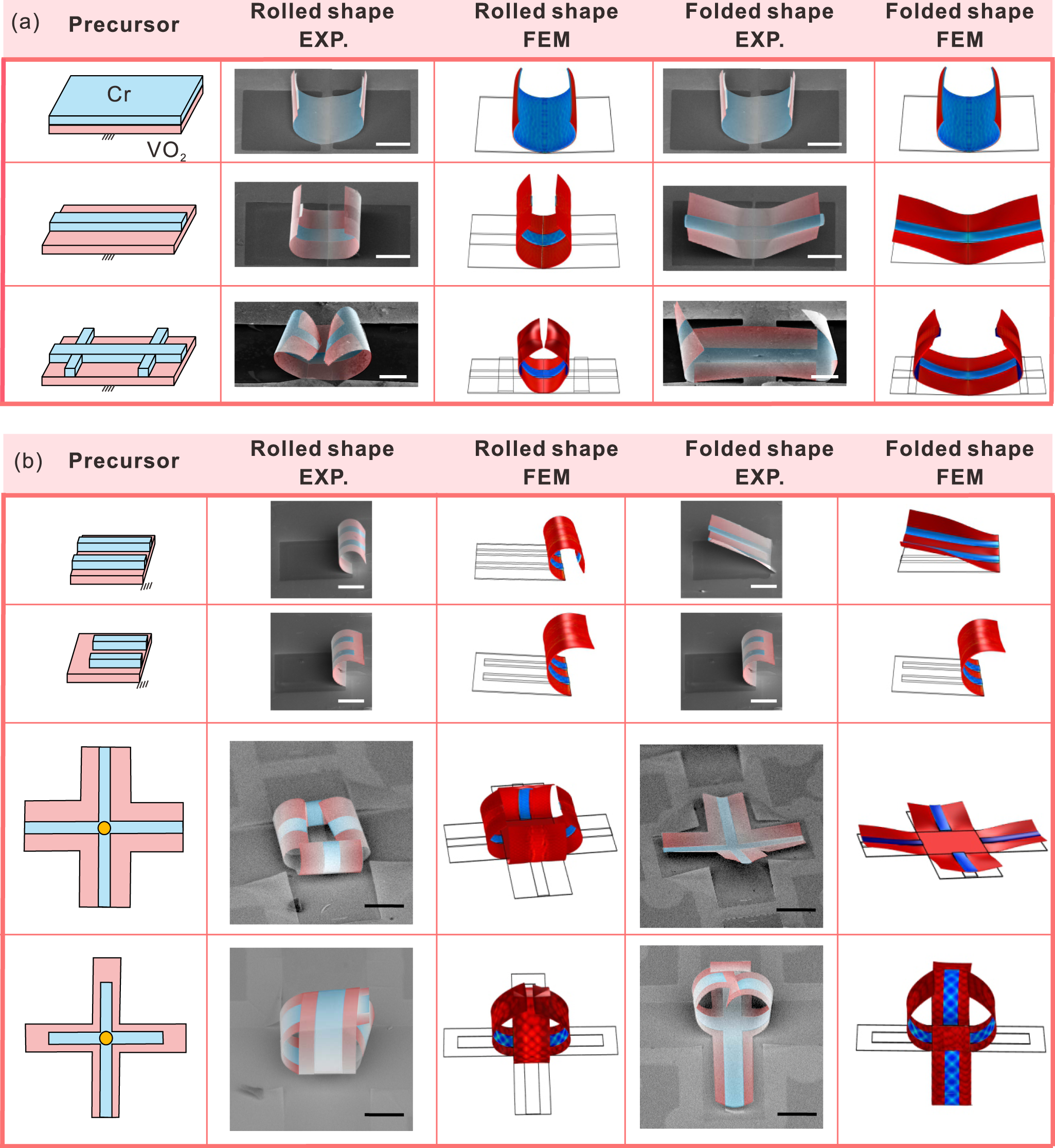 Fig. 4: Various reconfigurable 3D microstructures based on non-volatile shape morphing.
