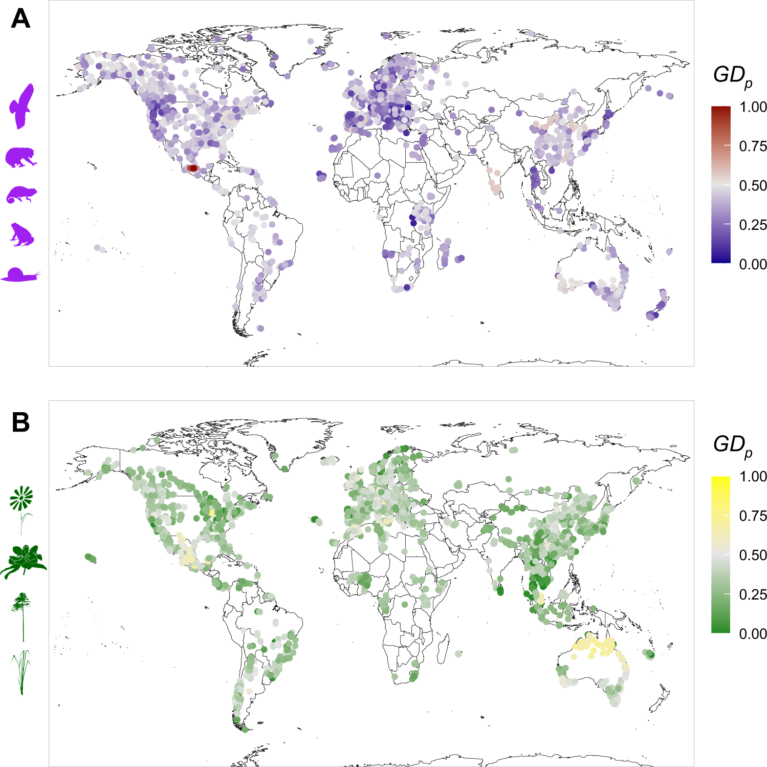 Life history, climate and biogeography interactively affect worldwide  genetic diversity of plant and animal populations | Nature Communications
