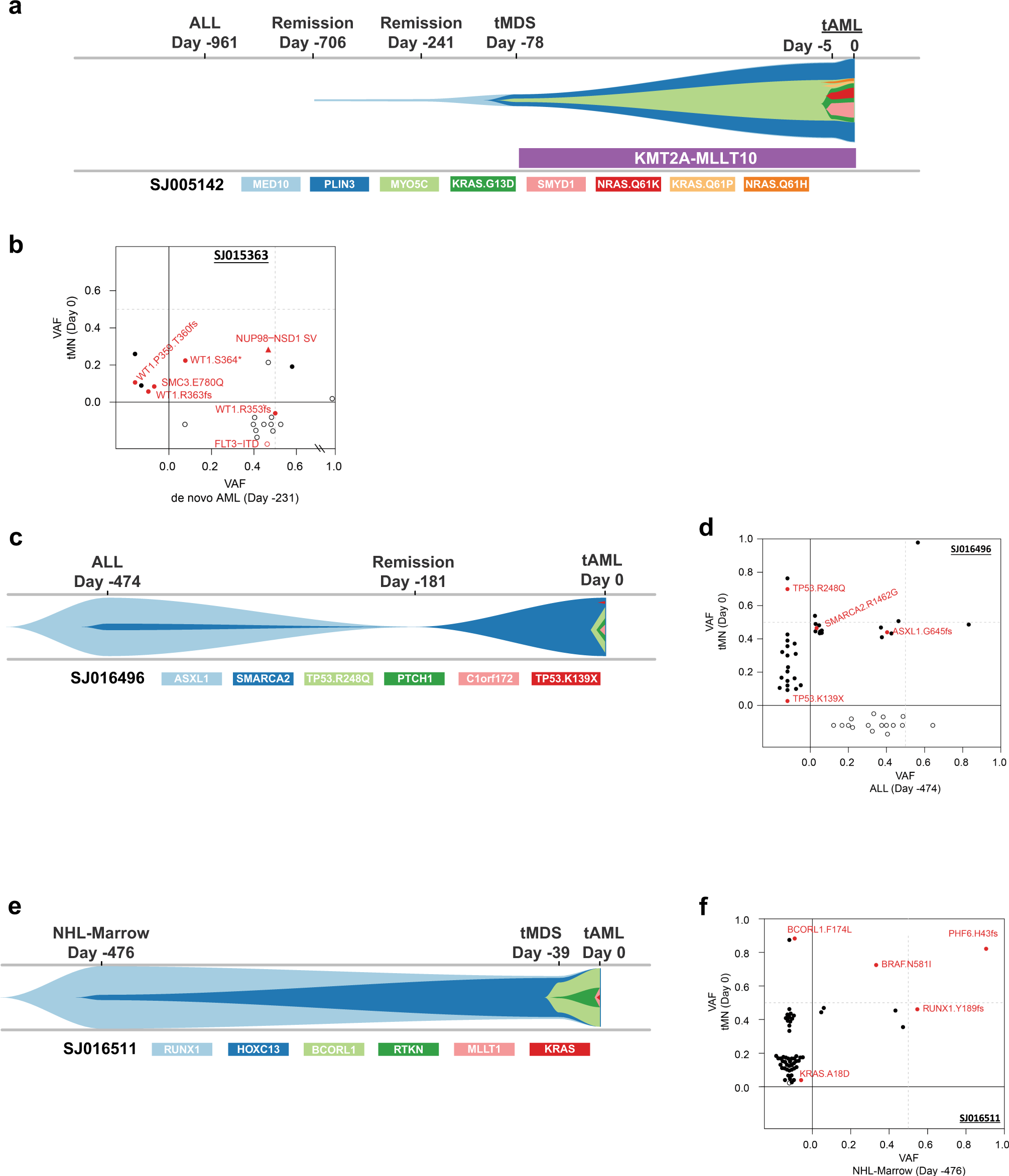Fig. 4: Clonal evolution of pediatric tMN.