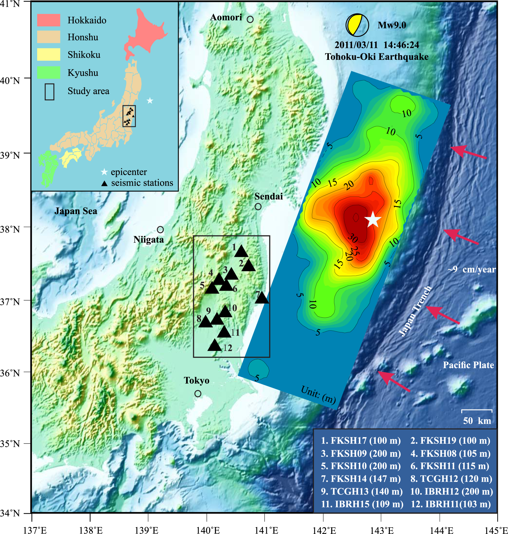 tohoku earthquake map