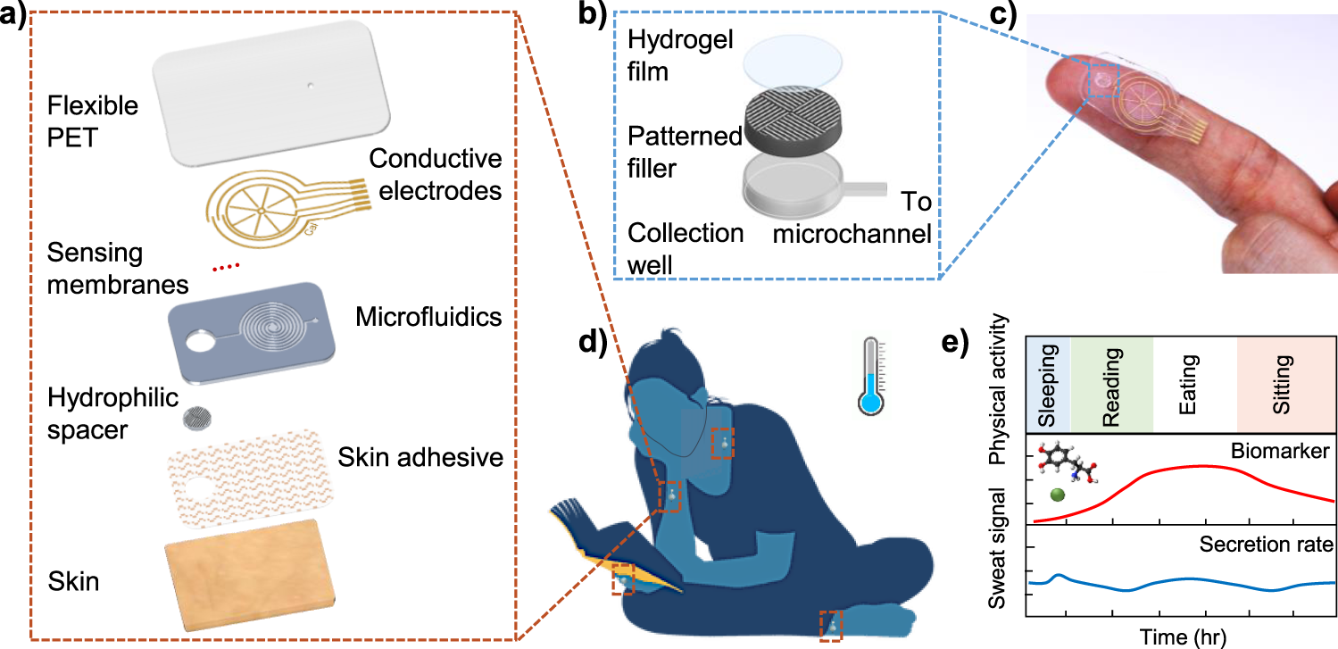 A wearable patch for continuous analysis of thermoregulatory sweat at rest  | Nature Communications