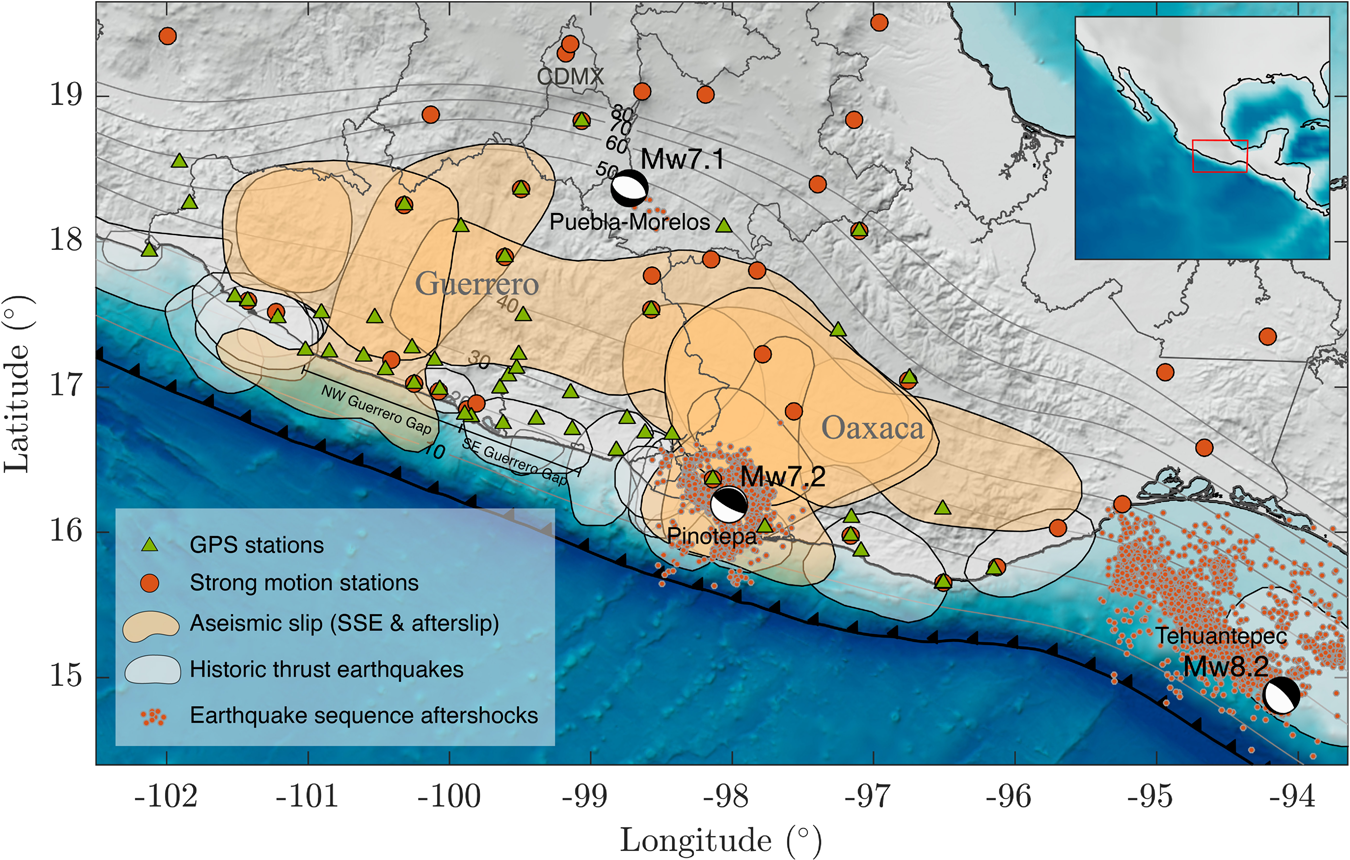 Short-term interaction between silent and devastating earthquakes in Mexico  | Nature Communications