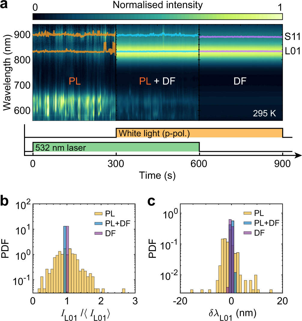 Fig. 4: Blinking PL with stable dark field.