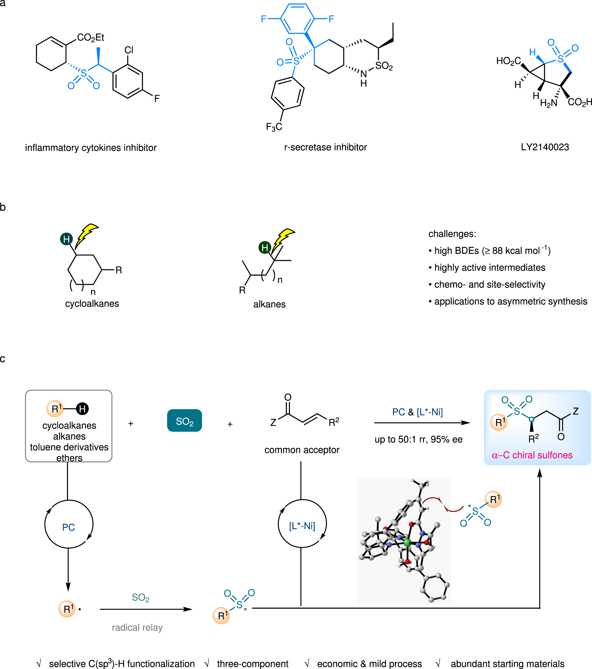 Photocatalytic Three Component Asymmetric Sulfonylation Via Direct C Sp3 H Functionalization Nature Communications