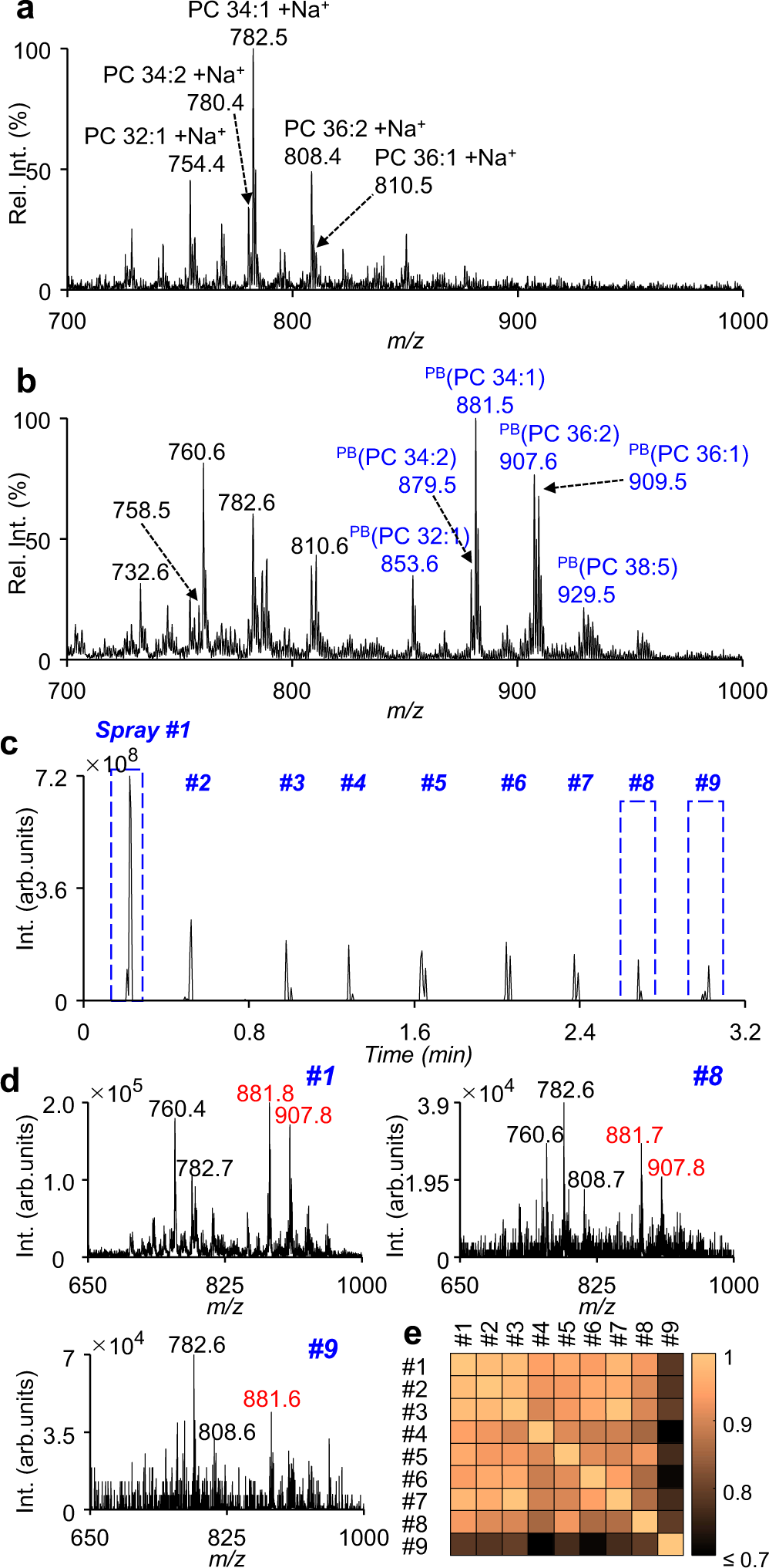 Fig. 2: MS spectrum of a single MDA-MB-231 cell.