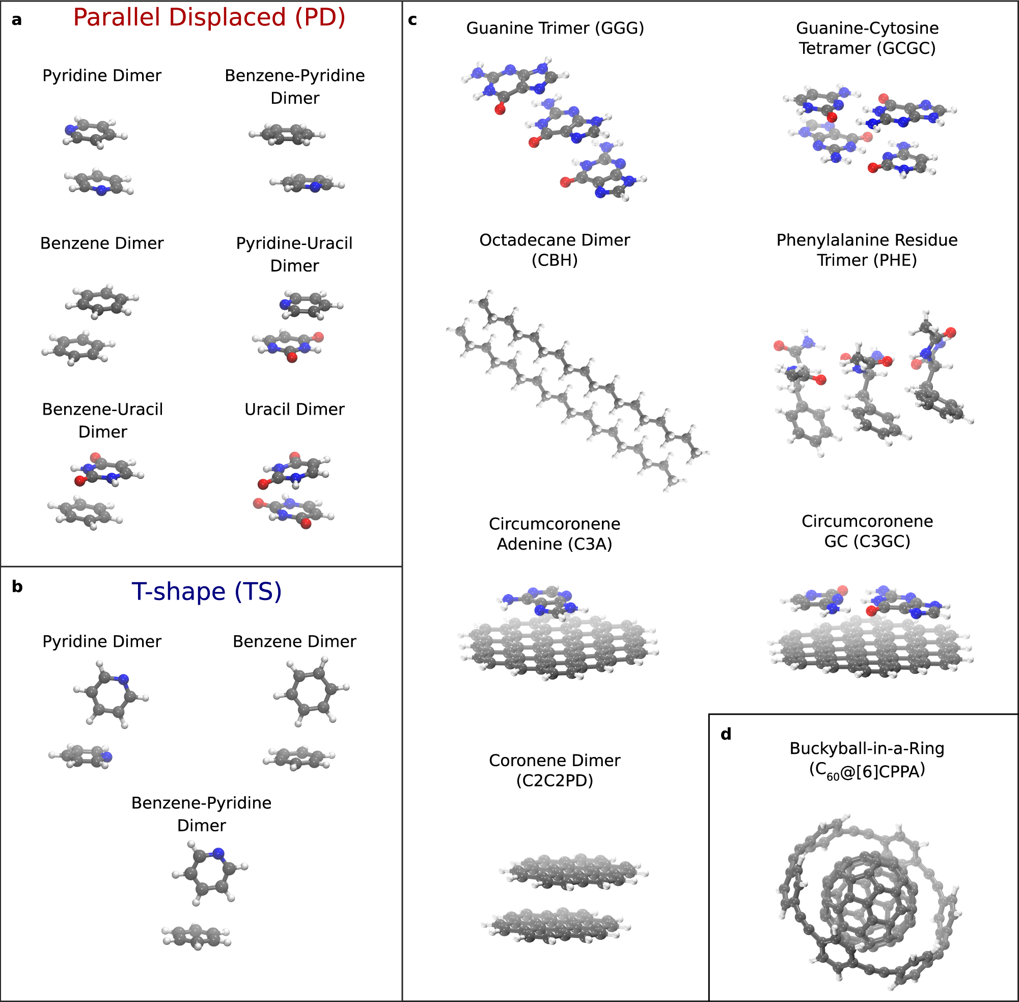 Fig. 2: Molecular complexes computed in this work.