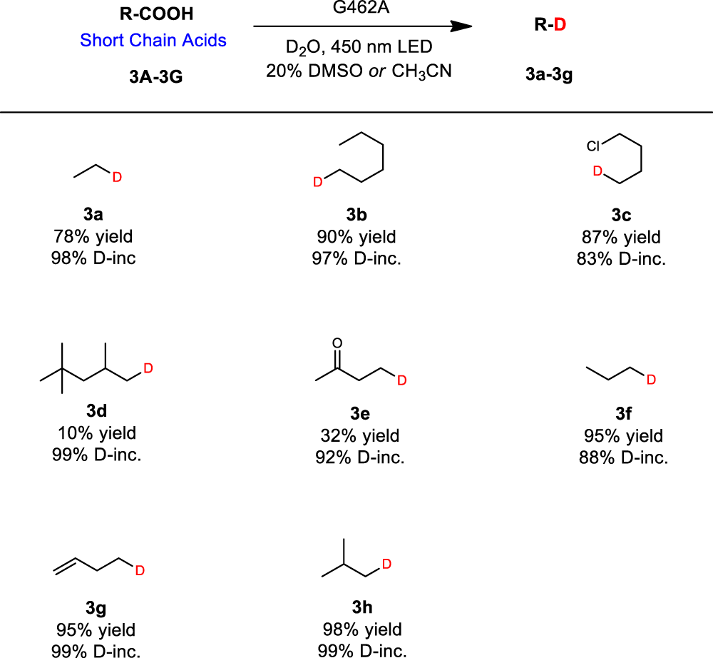 Fig. 4: Deuteration scope: short chain acids.